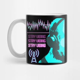 STAY VIBING MUSIC FREQUENCY VIBRANT W/ BLACK BACKGROUND Mug